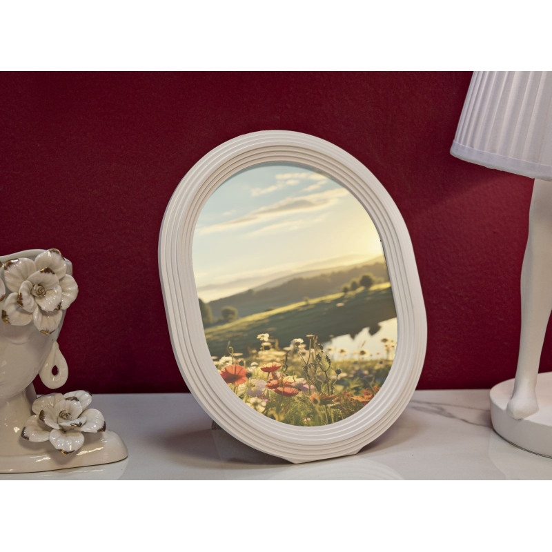 Cadre photo moderne ovale en Résine Blanc pour photo 20x25 cm Ovally 