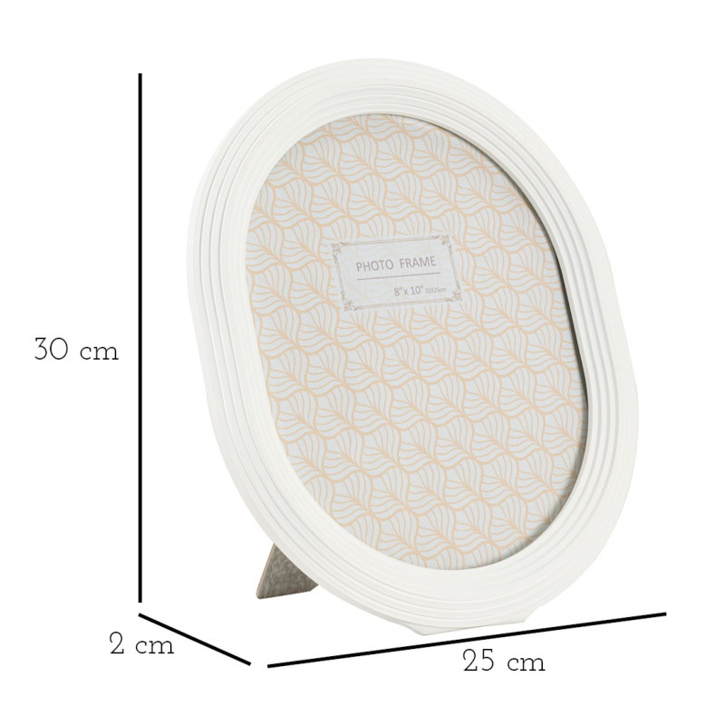 Cadre photo moderne ovale en Résine Blanc pour photo 20x25 cm Ovally 
