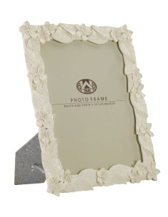 Cadre photo original Fleurs et Feuilles en Résine Blanc crème pour photo 20x25 cm Kelan 