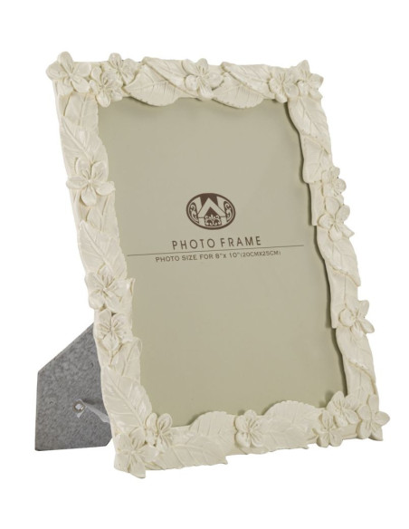 Cadre photo original Fleurs et Feuilles en Résine Blanc crème pour photo 20x25 cm Kelan 