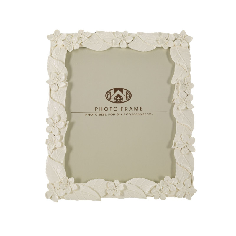 Cadre photo original Fleurs et Feuilles en Résine Blanc crème pour photo 20x25 cm Kelan 