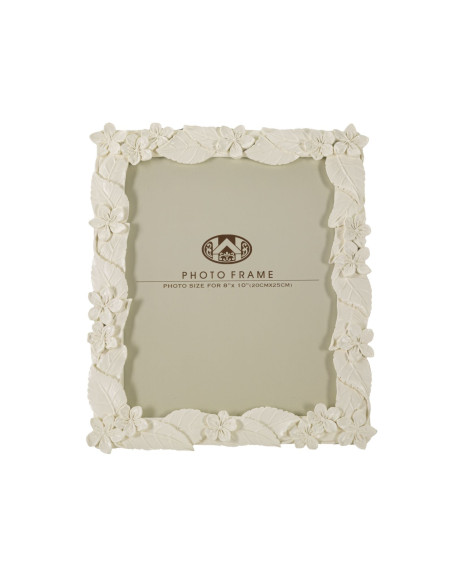Cadre photo original Fleurs et Feuilles en Résine Blanc crème pour photo 20x25 cm Kelan 