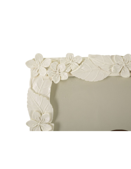 Cadre photo original Fleurs et Feuilles en Résine Blanc crème pour photo 20x25 cm Kelan 