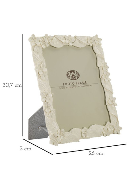 Cadre photo original Fleurs et Feuilles en Résine Blanc crème pour photo 20x25 cm Kelan 