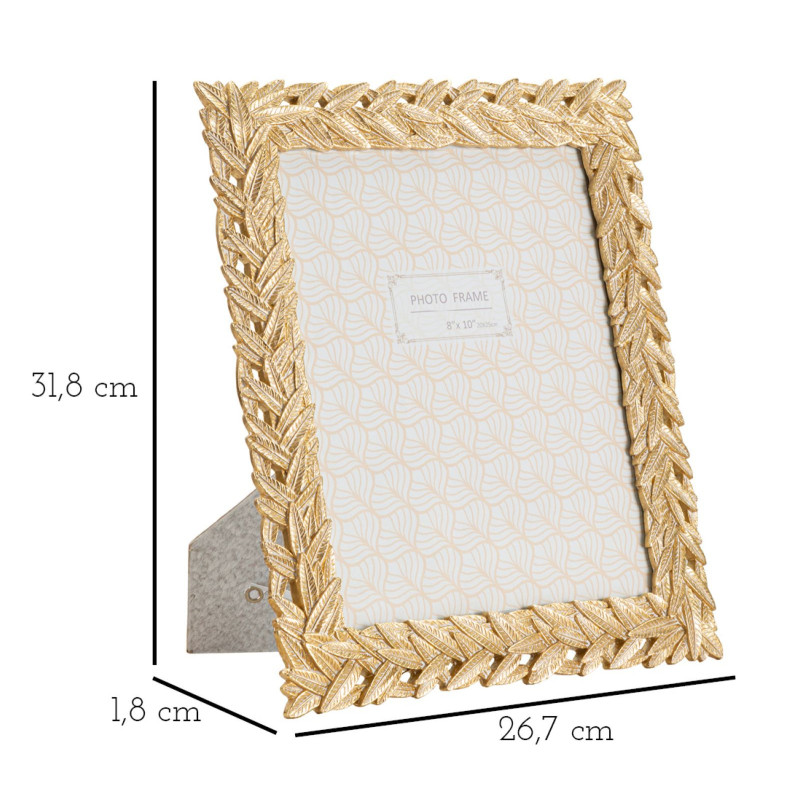 Cadre photo moderne chic Feuilles de laurier en Résine Doré pour photo 20x25 cm Solis 