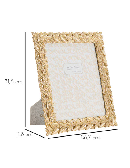Cadre photo moderne chic Feuilles de laurier en Résine Doré pour photo 20x25 cm Solis 