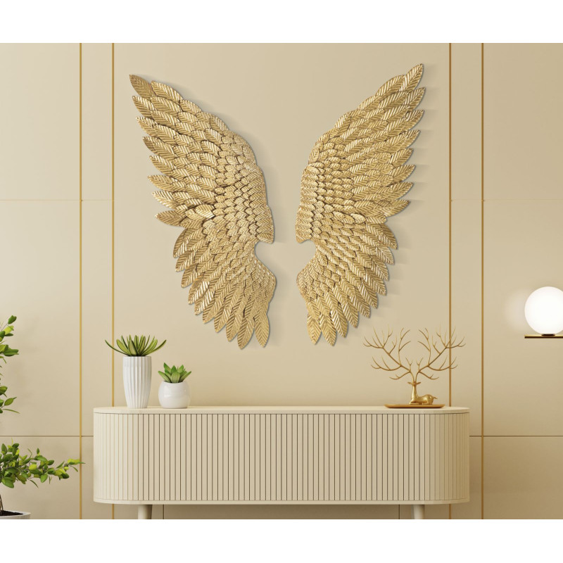 Grande Déco murale originale 2 Ailes 75x100 en Métal Doré Sylor 
