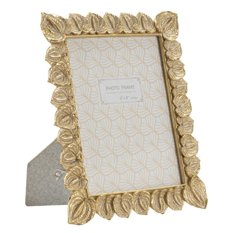 Cadre photo moderne chic Feuilles en Résine Doré pour photo 15x20 cm Anthurium 