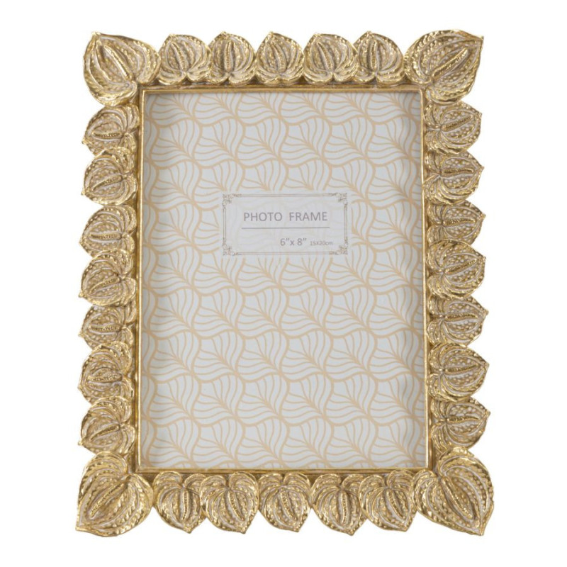 Cadre photo moderne chic Feuilles en Résine Doré pour photo 15x20 cm Anthurium 