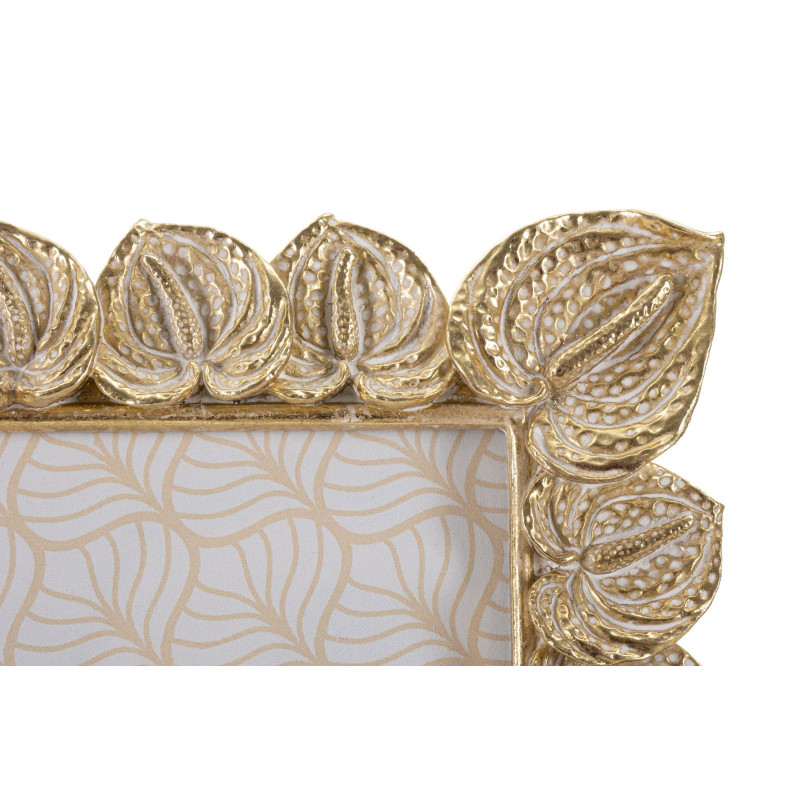 Cadre photo moderne chic Feuilles en Résine Doré pour photo 15x20 cm Anthurium 