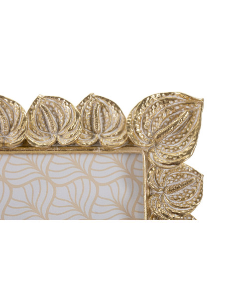 Cadre photo moderne chic Feuilles en Résine Doré pour photo 15x20 cm Anthurium 