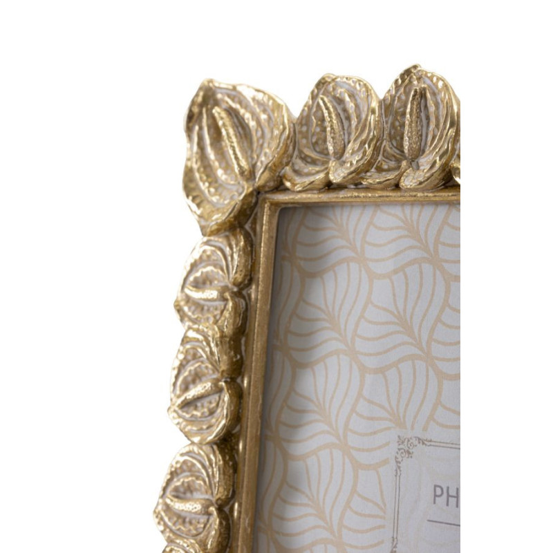 Cadre photo moderne chic Feuilles en Résine Doré pour photo 15x20 cm Anthurium 