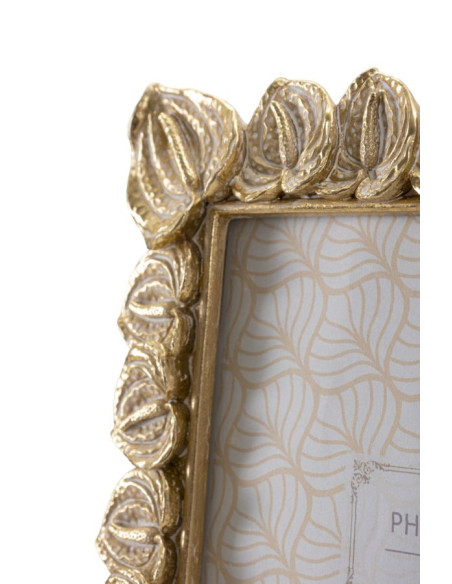 Cadre photo moderne chic Feuilles en Résine Doré pour photo 15x20 cm Anthurium 