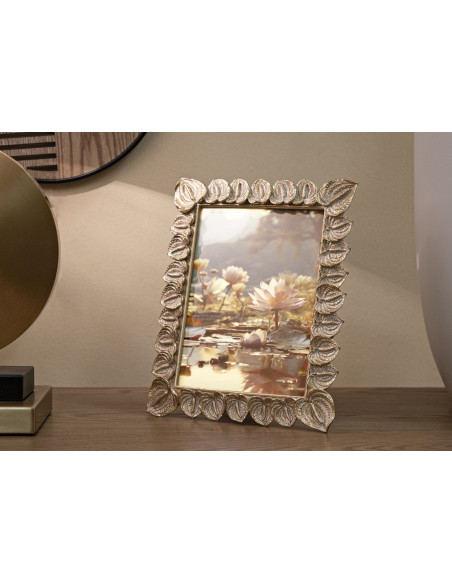 Cadre photo moderne chic Feuilles en Résine Doré pour photo 15x20 cm Anthurium 