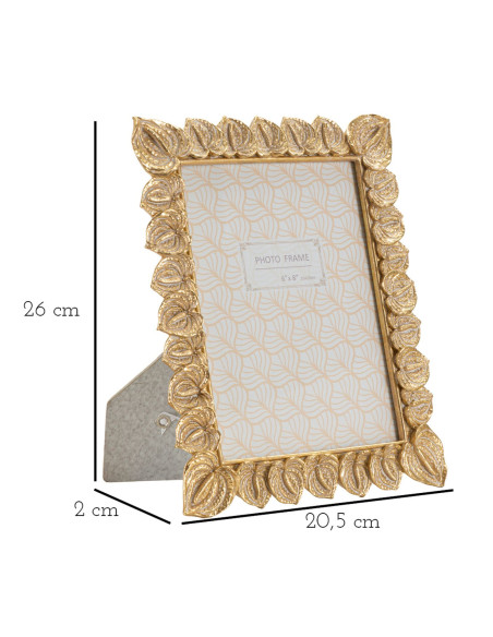 Cadre photo moderne chic Feuilles en Résine Doré pour photo 15x20 cm Anthurium 