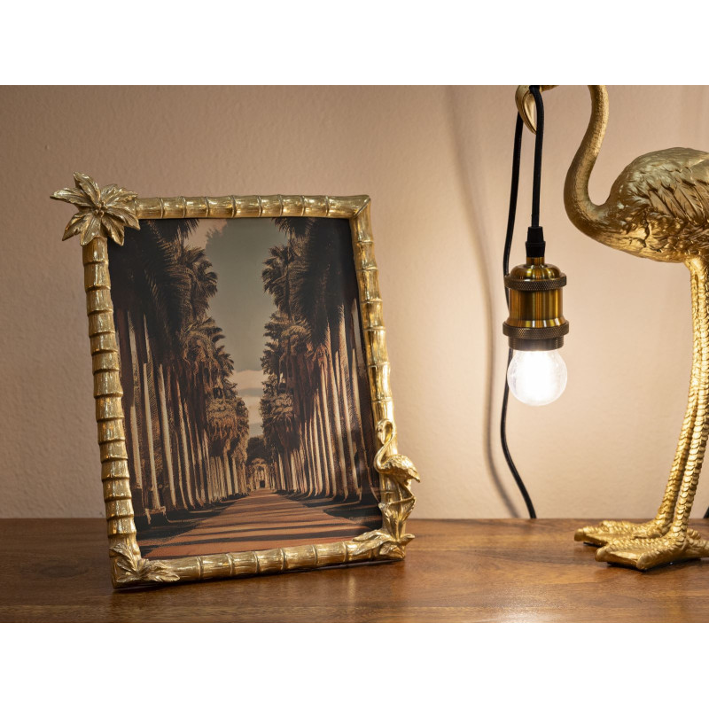 Cadre photo original Palmier et Flamand en Résine Doré pour photo 20x25 cm Flamingo 