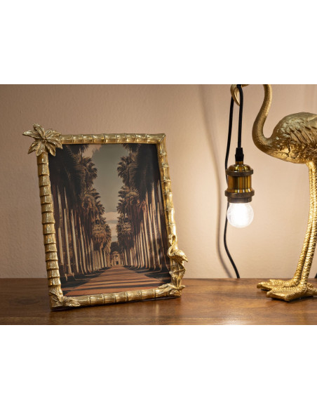 Cadre photo original Palmier et Flamand en Résine Doré pour photo 20x25 cm Flamingo 