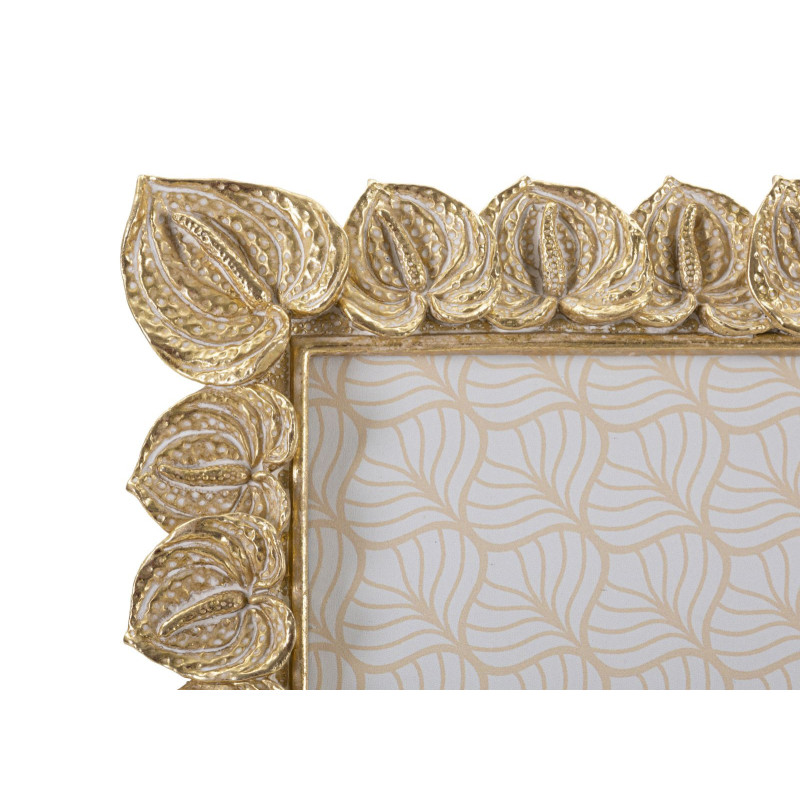 Cadre photo moderne chic Feuilles en Résine Doré pour photo 20x25 cm Anthurium 