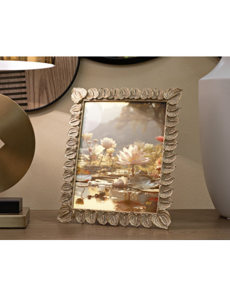 Cadre photo moderne chic Feuilles en Résine Doré pour photo 20x25 cm Anthurium 