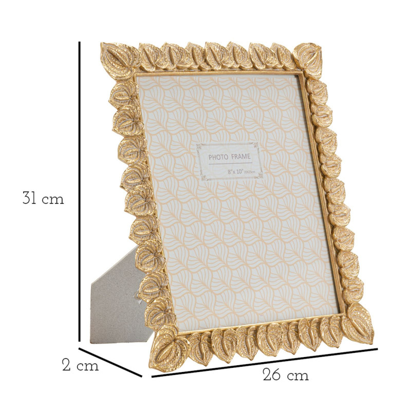 Cadre photo moderne chic Feuilles en Résine Doré pour photo 20x25 cm Anthurium 