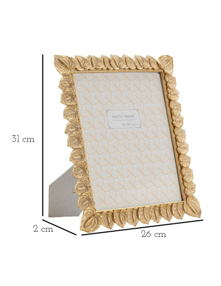 Cadre photo moderne chic Feuilles en Résine Doré pour photo 20x25 cm Anthurium 