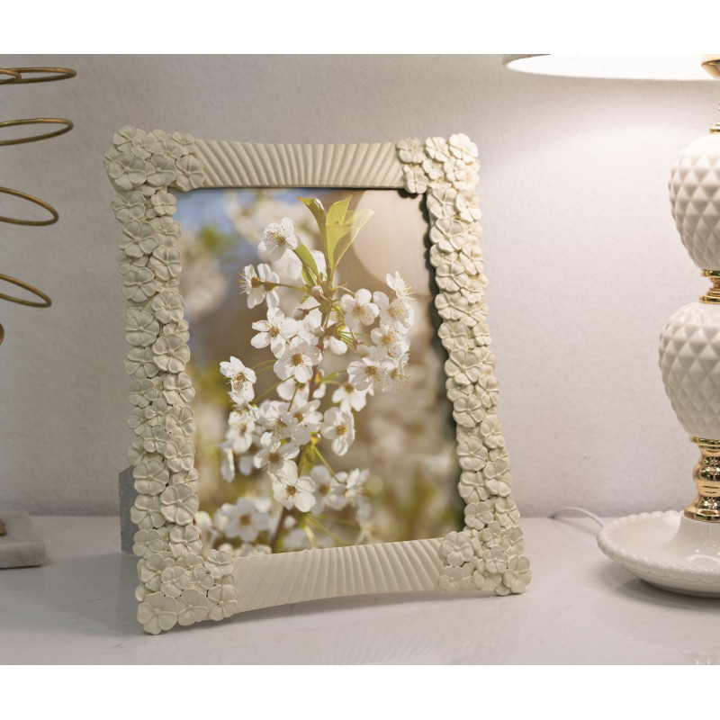 Cadre photo original Fleurs en Résine Blanc pour photo 20x25 cm Cempak 