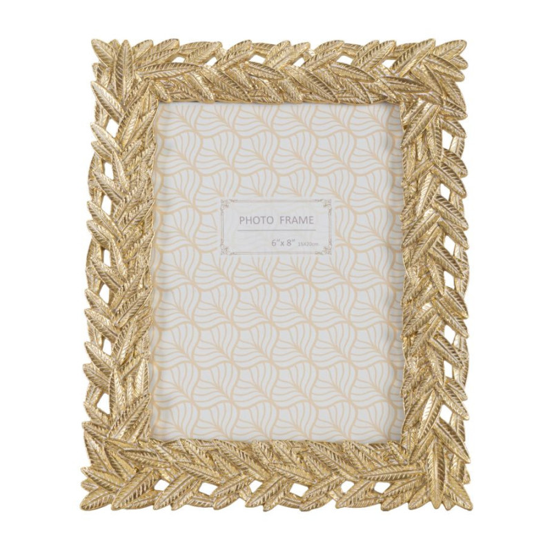 Cadre photo moderne chic Feuilles de laurier en Résine Doré pour photo 15x20 cm Solis 