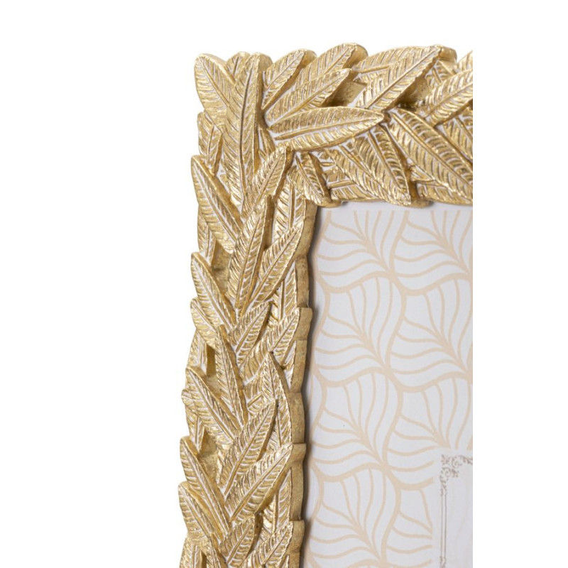 Cadre photo moderne chic Feuilles de laurier en Résine Doré pour photo 15x20 cm Solis 