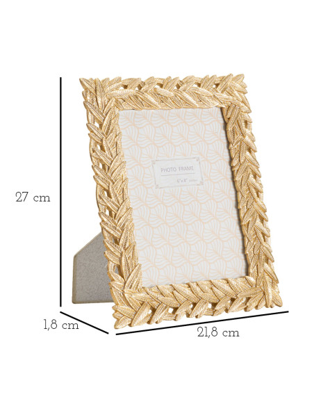 Cadre photo moderne chic Feuilles de laurier en Résine Doré pour photo 15x20 cm Solis 