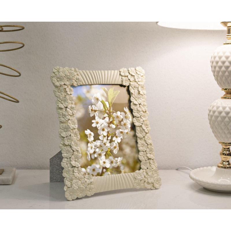 Cadre photo original Fleurs en Résine Blanc pour photo 15x20 cm Cempak 