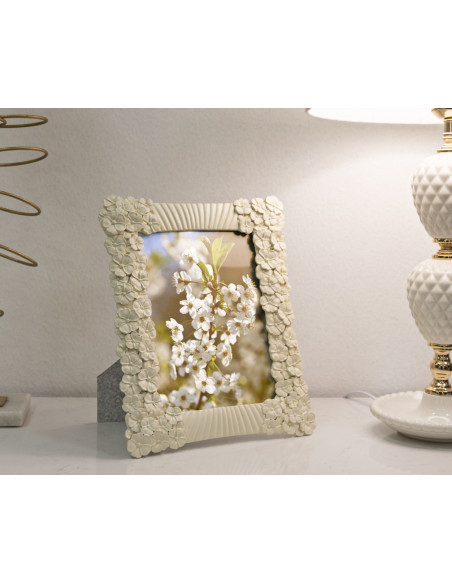Cadre photo original Fleurs en Résine Blanc pour photo 15x20 cm Cempak 