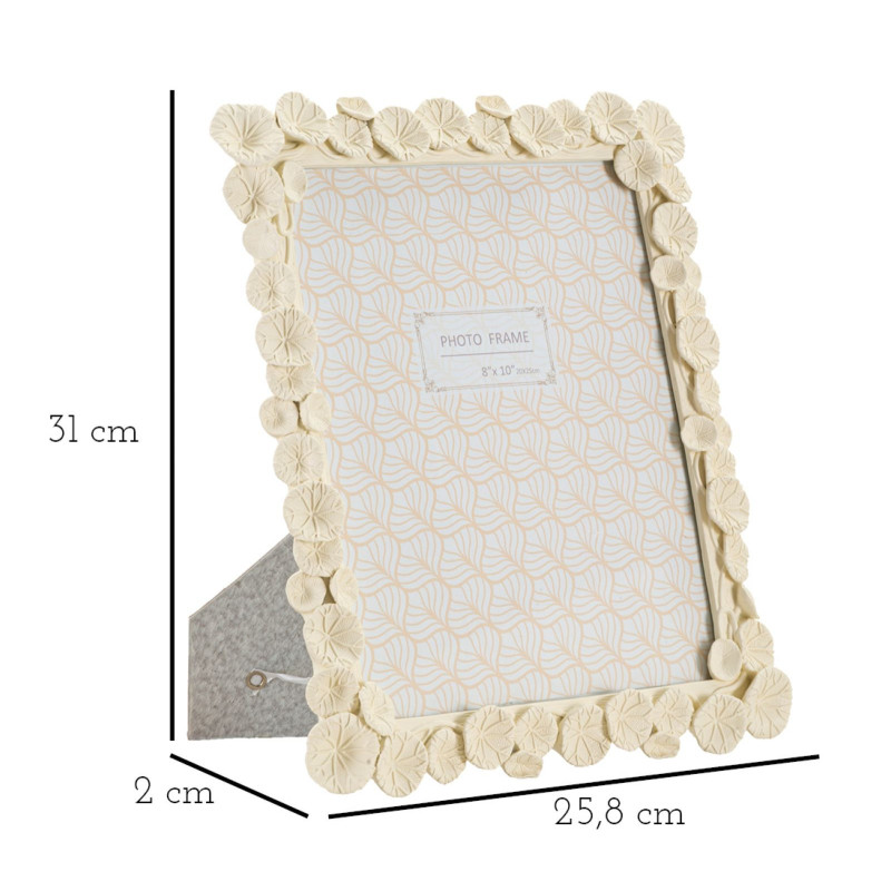 Cadre photo originale Lotus en Résine Blanc pour photo 20x25 cm Arlys 