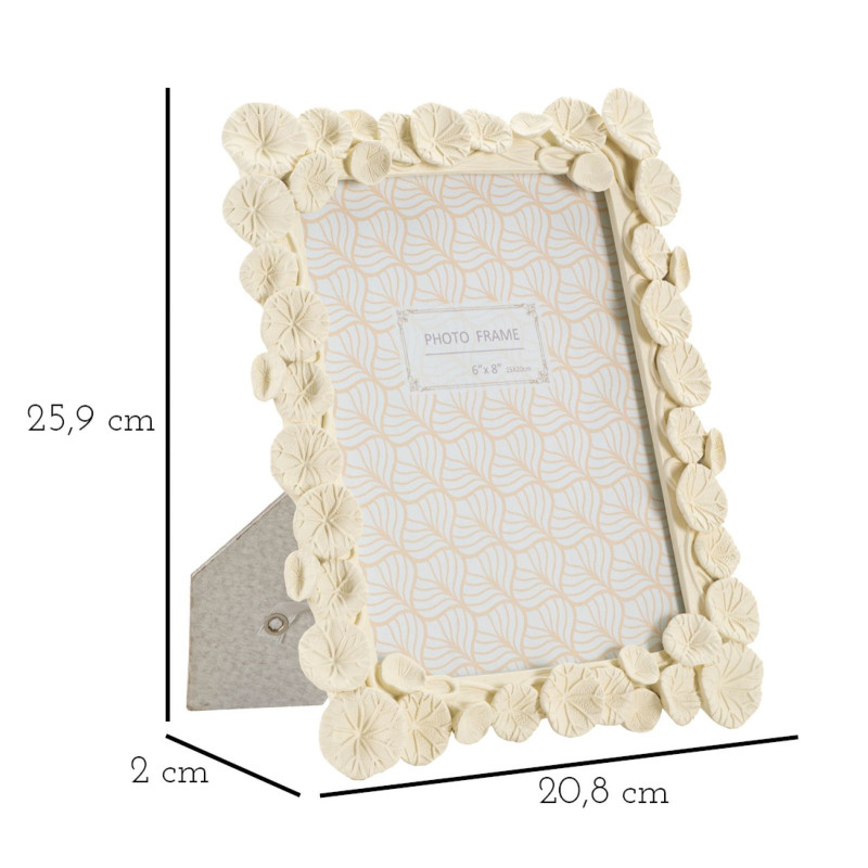 Cadre photo originale Lotus en Résine Blanc pour photo 15x20 cm Arlys 