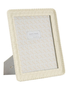 Cadre photo original Motif tressé en Résine Blanc pour photo 20x25 cm Bamboo 