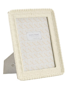 Cadre photo original Motif tressé en Résine Blanc pour photo 15x20 cm Bamboo 