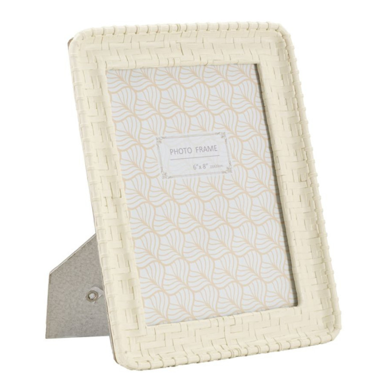 Cadre photo original Motif tressé en Résine Blanc pour photo 15x20 cm Bamboo 