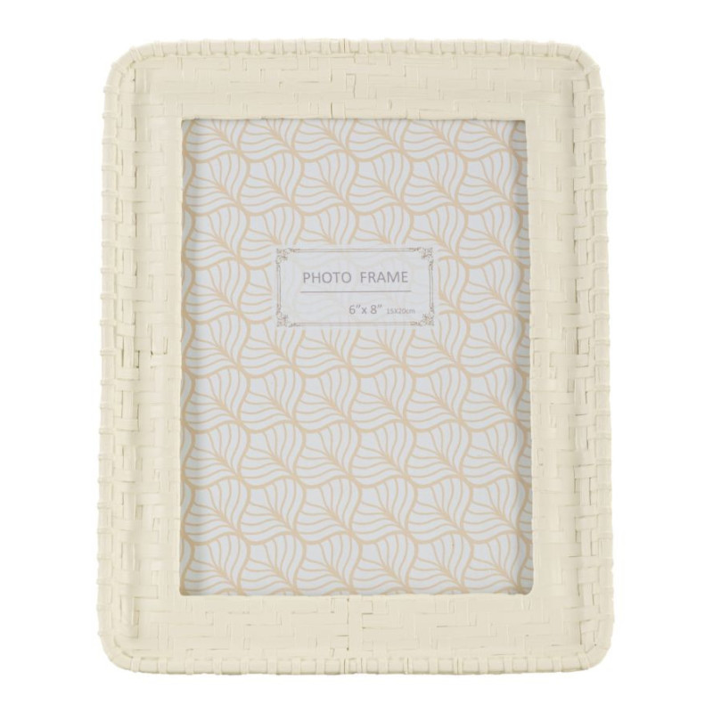 Cadre photo original Motif tressé en Résine Blanc pour photo 15x20 cm Bamboo 