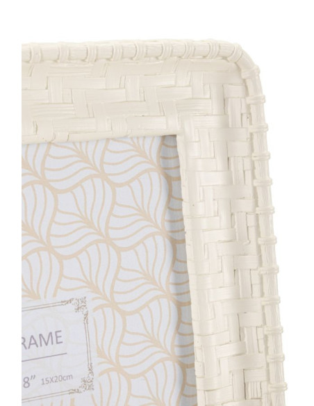 Cadre photo original Motif tressé en Résine Blanc pour photo 15x20 cm Bamboo 