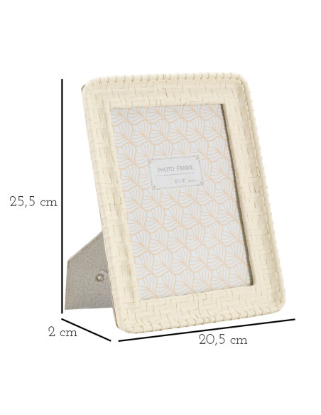 Cadre photo original Motif tressé en Résine Blanc pour photo 15x20 cm Bamboo 
