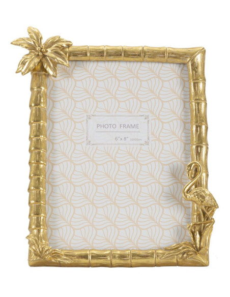 Cadre photo original Palmier et Flamand en Résine Doré pour photo 15x20 cm Flamingo 