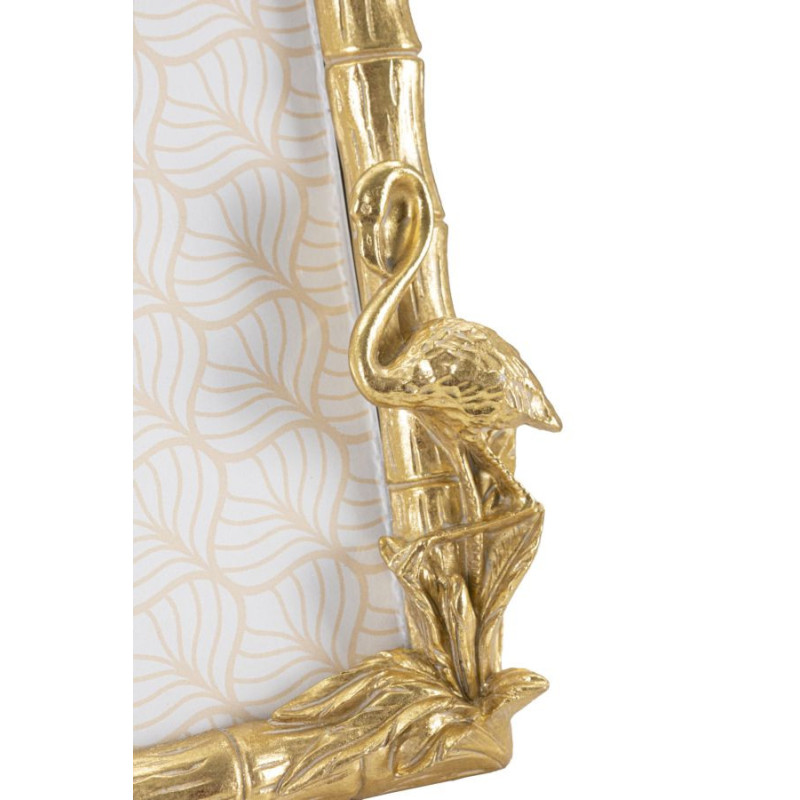 Cadre photo original Palmier et Flamand en Résine Doré pour photo 15x20 cm Flamingo 