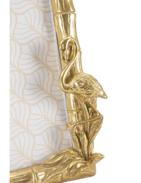 Cadre photo original Palmier et Flamand en Résine Doré pour photo 15x20 cm Flamingo 