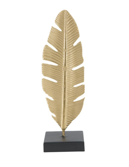 Bougeoir original Plume Hauteur 34 cm en Métal Doré Résine Noir Xilra 