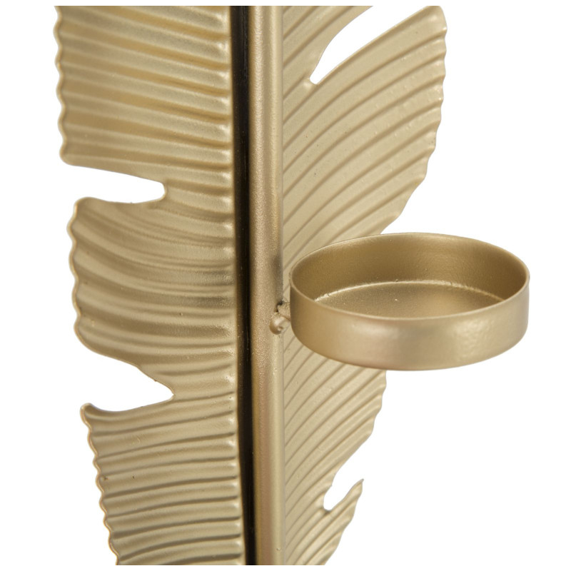 Bougeoir original Plume Hauteur 34 cm en Métal Doré Résine Noir Xilra 