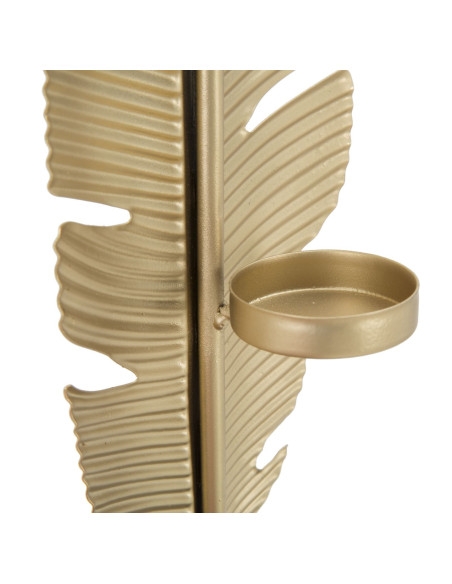 Bougeoir original Plume Hauteur 34 cm en Métal Doré Résine Noir Xilra 