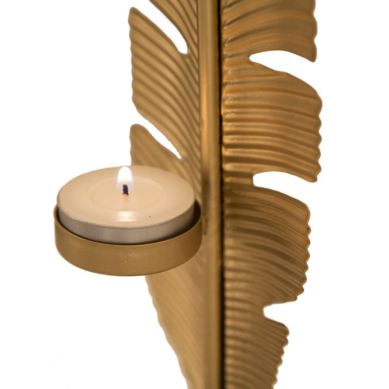Bougeoir original Plume Hauteur 34 cm en Métal Doré Résine Noir Xilra 