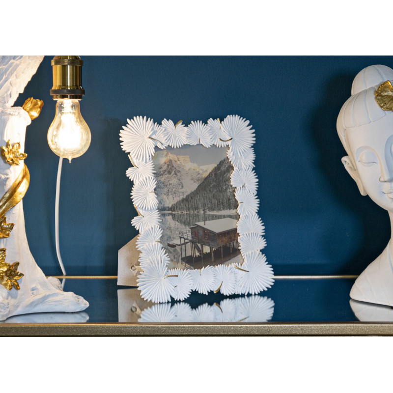 Cadre photo original Feuilles tropicales en Résine Blanc pour photo 15x20 cm Palm 