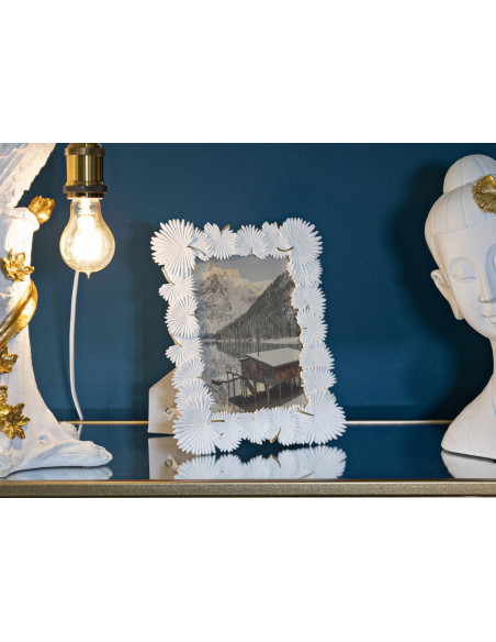 Cadre photo original Feuilles tropicales en Résine Blanc pour photo 15x20 cm Palm 