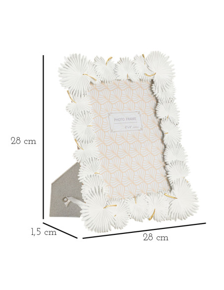 Cadre photo original Feuilles tropicales en Résine Blanc pour photo 15x20 cm Palm 