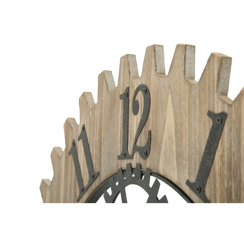 Grande Horloge murale originale Mécanisme Ronde 60 cm en Bois Naturel Métal Noir Narev 
